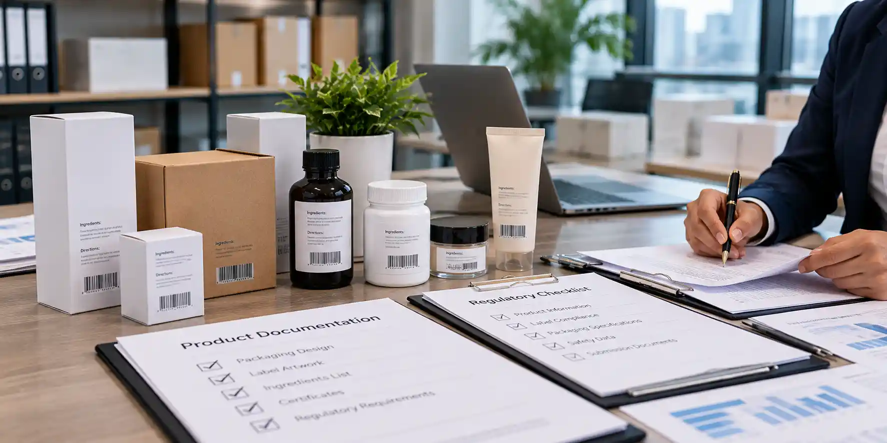Product packaging prepared for documentation